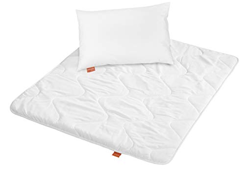 sleepling 197120 Kinder Betten Set | Kinderkopfkissen Kissen 40 x 60 cm + Bettdecke 100 x 135 cm Sommerdecke | Mikrofaser Decke | Ökotex | Wärmeklassengarantie | Made in EU, weiß von sleepling