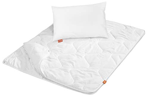 sleepling 197123 Kinder Betten Set | Kinderkopfkissen Kissen 40 x 60 cm + Bettdecke 100 x 135 cm 4-Jahreszeiten | Mikrofaser Decke | Ökotex | Wärmeklassengarantie | Made in EU, weiß von sleepling