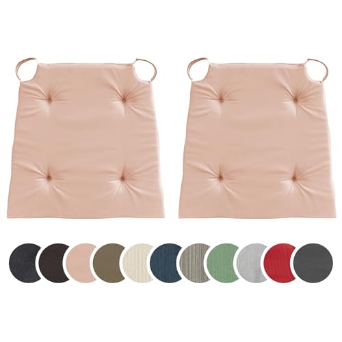 sleepling 2er Set Stuhlkissen, Sitzkissen für Indoor und Outdoor, mit Klettverschluss, 100% Baumwolle, Made in EU, Maße: 42 (vorne) 35 (hinten) x 40 x 5 cm, Rose von sleepling