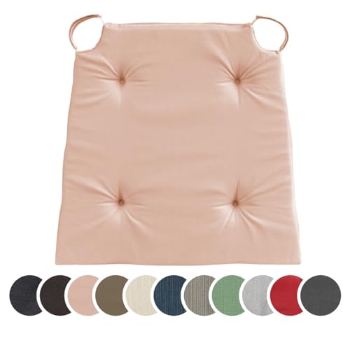 sleepling 4er Set Stuhlkissen, Sitzkissen für Indoor und Outdoor, mit Klettverschluss, 100% Baumwolle, Made in EU, Maße: 42 (vorne) 35 (hinten) x 40 x 5 cm, Rose von sleepling