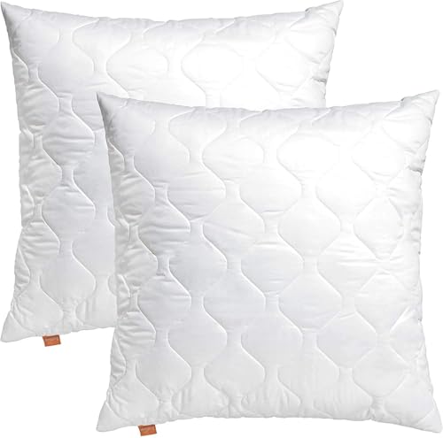 sleepling 2er Set Basic 100 Kopfkissen, Zierkissen, Sofakissen, 30 x 30 cm, Ökotex, waschbar bis 60 Grad, Made in EU, Füllmengengarantie, Größengarantie, weiß von sleepling