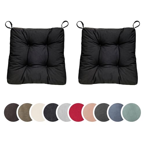 sleepling 2er Set Stuhlkissen, Sitzkissen Eva für Indoor und Outdoor, mit Klettverschluss, 100% Polyester, Made in EU, Maße: 40 (vorne), 35 (hinten) x 38 x 7 cm, schwarz von sleepling