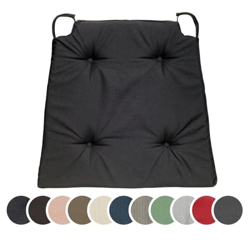 sleepling 2er Set Stuhlkissen, Sitzkissen für Indoor und Outdoor, mit Klettverschluss, 100% Mikrofaser, Made in EU, Maße: 42 (vorne) 35 (hinten) x 40 x 5 cm, schwarz von sleepling