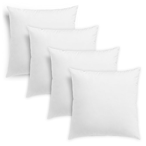 sleepling 193914 4er Set Federkissen Inlet Sofakissen Füllkissen Zierkissen, 100% Baumwolle, Downpass, Made in EU, 60 Grad waschbar, 40 x 40 cm, weiß von sleepling