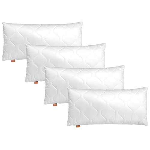 sleepling Kopfkissen 40x80 cm 4er Set, Allergiker Kissen, waschbar, Made in EU, Ökotex, langes Schlafkissen 40 x 80, Bettkissen, Pillow, 4 Stück, Komfort 100 von sleepling