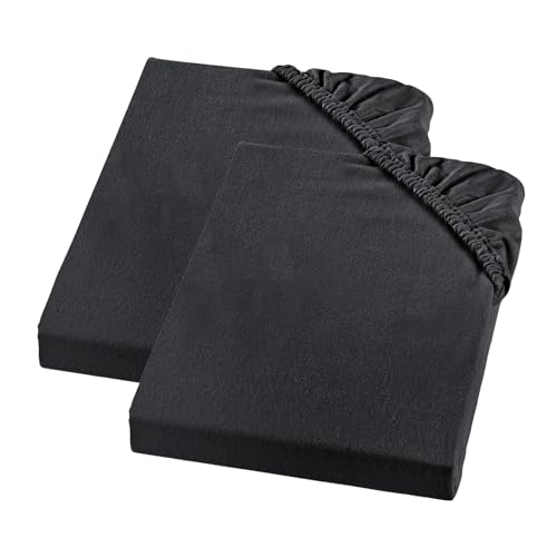 sleepling Biber Spannbetttuch 2er Set, Feinbiber Spannbettlaken, Made in Germany, 100% Baumwolle, Matratzen bis 23 cm Höhe, Rundum Gummizug, Ökotex, Kochfest 95 Grad, Doppelpack 90 x 200, anthrazit sleepling Biber Spannbetttuch 2er Set, Feinbiber Spannbettlaken, Made in Germany, 100% Baumwolle, Matratzen bis 23 cm Höhe, Rundum Gummizug, Ökotex, Kochfest 95 Grad, Doppelpack 90 x 200, anthrazit von sleepling