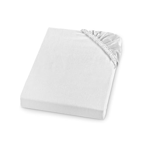 sleepling Biber Spannbetttuch, Feinbiber Spannbettlaken, Made in Germany, 100% Baumwolle, Matratzen bis 23 cm Höhe, Rundum Gummizug, Ökotex, Kochfest 95 Grad, 90 x 200, weiß von sleepling