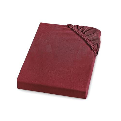 sleepling Biber Spannbetttuch, Feinbiber Spannbettlaken, Made in Germany, 100% Baumwolle, Matratzen bis 23 cm Höhe, Rundum Gummizug, Ökotex, waschbar 60 Grad, 100 x 200, rot von sleepling