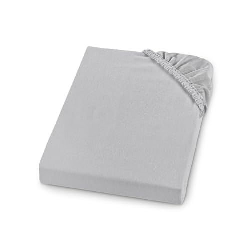 sleepling Biber Spannbetttuch, Feinbiber Spannbettlaken, Made in Germany, 100% Baumwolle, Matratzen bis 23 cm Höhe, Rundum Gummizug, Ökotex, waschbar 60 Grad, 140 x 200, grau von sleepling