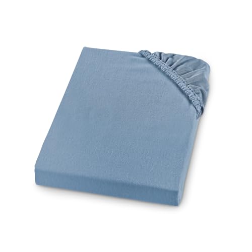 sleepling Biber Spannbetttuch, Kinderbett, Feinbiber Spannbettlaken, Made in Germany, 100% Baumwolle, Matratzen bis 13 cm Höhe, Rundum Gummizug, Ökotex, Kochfest 95 Grad, 70 x 140, hellblau von sleepling