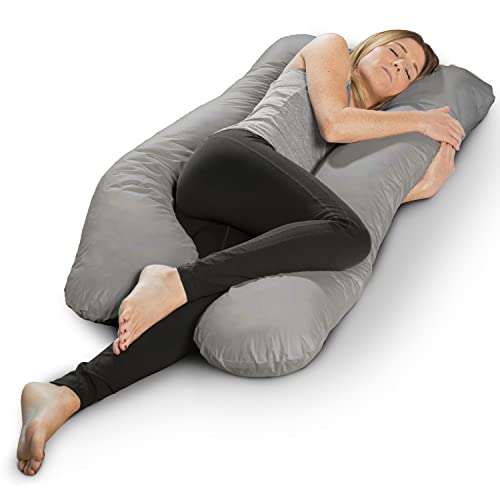 sleepling Schwangerschaftskissen Seitenschläferkissen, Bodypillow U-Form Kissen Bezug Mikrofaser (abnehmbar und 60 Grad waschbar), Ökotex, Made in EU, 140 x 75 x 20 cm, grau von sleepling