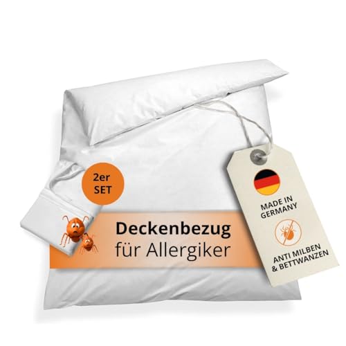 sleepling 2er Set Allergiker Bettwäsche 135 x 200 cm, Milbenbezug, Evolon Encasing Bettdecke, milbenkotdicht, Hausstauballergiker, 95 Grad Kochfest, Made in Germany, weiß sleepling 2er Set Allergiker Bettwäsche 135 x 200 cm, Milbenbezug, Evolon Encasing Bettdecke, milbenkotdicht, Hausstauballergiker, 95 Grad Kochfest, Made in Germany, weiß von sleepling