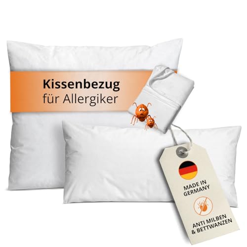 sleepling Milbenbezug Kissen 40x80, Kissenbezug für Allergiker, Kissenschoner gegen Milben und Hausstaub, Evolon Encasing, 95 Grad Kochfest, Made in Germany, weiß von sleepling