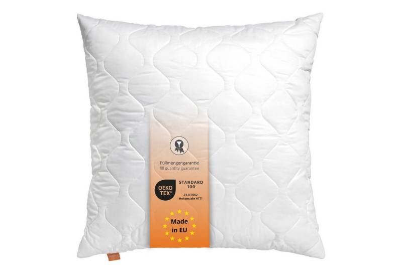 sleepling Kopfkissen Basic 100, Füllung: Kunstfaserfüllung, Bezug: 100% Mikrofaser, Seitenschläfer, Rückenschläfer, Bauchschläfer, 50x50 cm, höhenverstellbar, waschbar, Allergikergeeignet, Dekokissen von sleepling