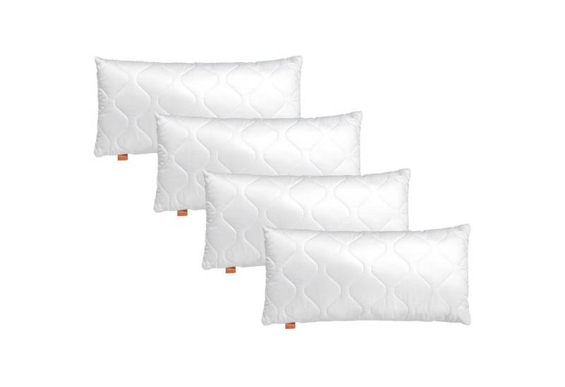 sleepling Kopfkissen Basic 100, Füllung: Kunstfaserfüllung, Bezug: 100% Mikrofaser, Seitenschläfer, Rückenschläfer, Bauchschläfer, Spar-Set, 4-tlg., 40x80 cm, höhenverstellbar, waschbar, Allergikergeeignet von sleepling