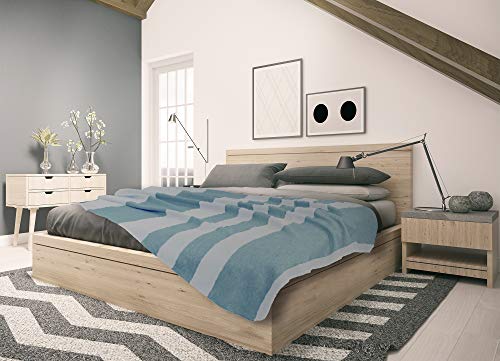 sleepling Kuscheldecke Made in Germany, Sofadecke, 150 x 200 cm, Ökotex Made in Green, waschbar, grau Petrol gestreift von sleepling