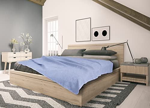 sleepling Kuscheldecke Made in Germany, kleine Sofadecke, 75 x 120 cm, Ökotex Made in Green, waschbar, grau-blau von sleepling