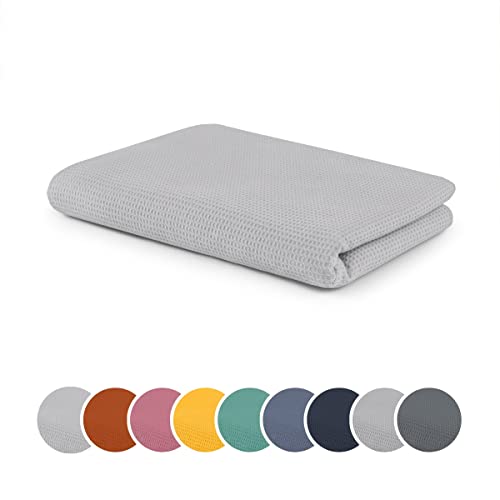sleepling Kuscheldecke Waffeloptik, Sofadecke, hautsympathisch, temperaturregulierend, 100% Baumwolle, Ökotex Made in Green 100, waschbar, 150 x 200 cm, Perle von sleepling