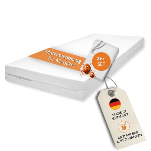 sleepling Matratzenbezug 2er Set 100x200 cm, Evolon Encasing für Allergiker, Allergie & Anti Milben Schutz für Hausstauballergiker, Milbenbezug Matratzen bis 25 cm, 95 Grad Kochfest, Made in Germany von sleepling