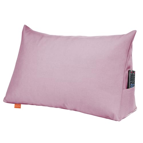 sleepling Rückenkissen Keilkissen für Bett und Sofa, Lendenkissen, dreieckiges Lesekissen, Kissen mit abnehmbarem waschbarem Bezug, Seitenfach, 70 cm breit, Altrosa von sleepling