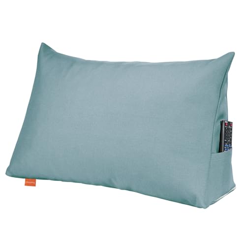 sleepling Rückenkissen Keilkissen für Bett und Sofa, Lendenkissen, dreieckiges Lesekissen, Kissen mit abnehmbarem waschbarem Bezug, Seitenfach, 70 cm breit, türkis von sleepling