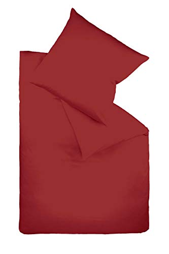 sleepling Satin Bettwäsche Bordeaux rot, 1 x Bettbezug 155 x 200 cm + 1 x Kissenbezug 80 x 80 aus 100% seidig weicher Baumwolle, Bezug Bettdecke, 60 Grad, Ökotex 100, Made in EU von sleepling