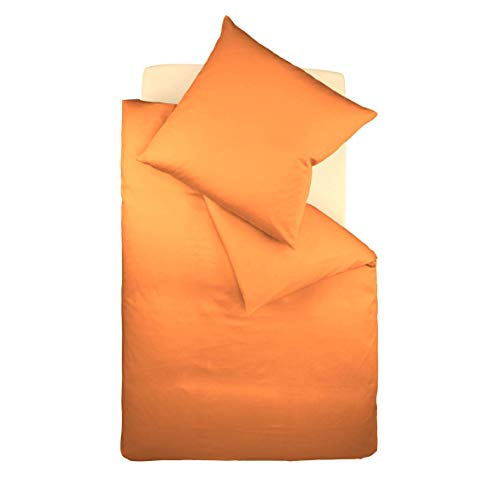 sleepling Satin Bettwäsche orange, 1 x Bettbezug 135 x 200 cm + 1 x Kissenbezug 80 x 80 aus 100% seidig weicher Baumwolle, Bezug Bettdecke, 60 Grad, Ökotex 100, Made in EU von sleepling