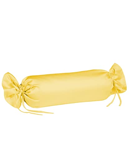 sleepling Satin Kissenbezug, Kissenhülle Nackenrolle aus 100% seidig weicher Baumwolle, Bezug Zierkissen, 60 Grad, Ökotex 100, Made in EU, 15 x 40 cm, gelb von sleepling