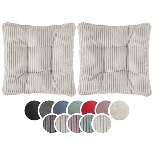 sleepling Stuhlkissen 2er-Set, Cord Optik, weicher Möbelstoff, 38 x 38 cm, Sitzkissen in Farbe beige sleepling Stuhlkissen 2er-Set, Cord Optik, weicher Möbelstoff, 38 x 38 cm, Sitzkissen in Farbe beige von sleepling