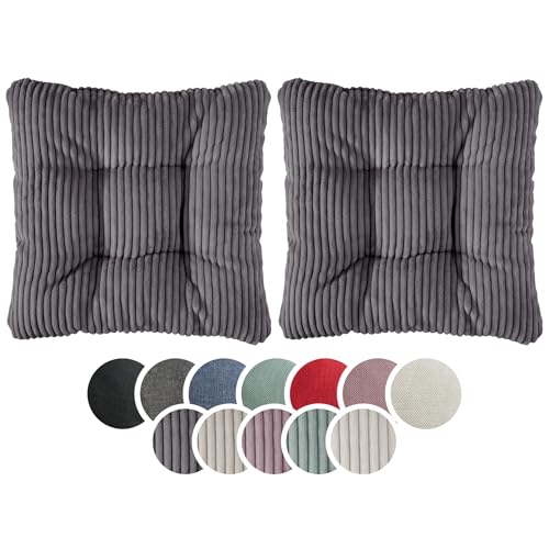 sleepling Stuhlkissen 2er-Set, Cord Optik, weicher Möbelstoff, 38 x 38 cm, Sitzkissen in Farbe dunkelgrau sleepling Stuhlkissen 2er-Set, Cord Optik, weicher Möbelstoff, 38 x 38 cm, Sitzkissen in Farbe dunkelgrau von sleepling