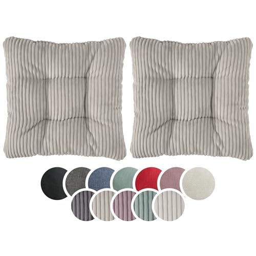 sleepling Stuhlkissen 2er-Set, Cord Optik, weicher Möbelstoff, 38 x 38 cm, Sitzkissen in Farbe hellgrau sleepling Stuhlkissen 2er-Set, Cord Optik, weicher Möbelstoff, 38 x 38 cm, Sitzkissen in Farbe hellgrau von sleepling
