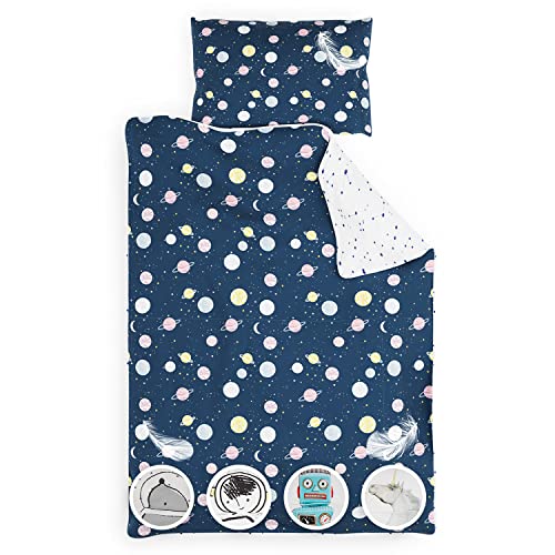 sleepwise Kinderbettwäsche 140x200 | ÖKO-Tex Zertifiziert 2tlg. Bettwäsche Kinder mit Kissenbezug 65x65 cm | Extraweiche Mikrofaser Kinder Bettwäsche Set mit Reißverschluss | Planets von sleepwise