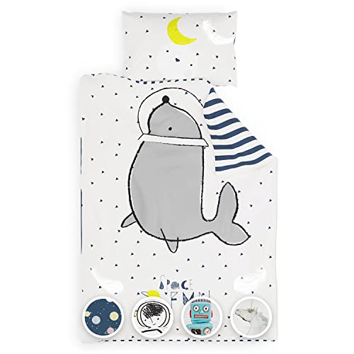 sleepwise Kinderbettwäsche 140x200 | ÖKO-Tex Zertifiziert 2tlg. Bettwäsche Kinder mit Kissenbezug 65x65 cm | Extraweiche Mikrofaser Kinder Bettwäsche Set mit Reißverschluss | Space Fun von sleepwise