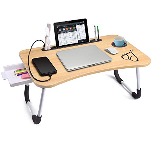 Slendor Laptop Schreibtisch Laptop Bett Ständer Faltbarer Laptop Tisch Klappbar Frühstückstablett Tragbarer Schoß Stehschreibtisch Lesen und Schreiben Halter mit Schublade für Bett Couch Sofa Boden von slendor