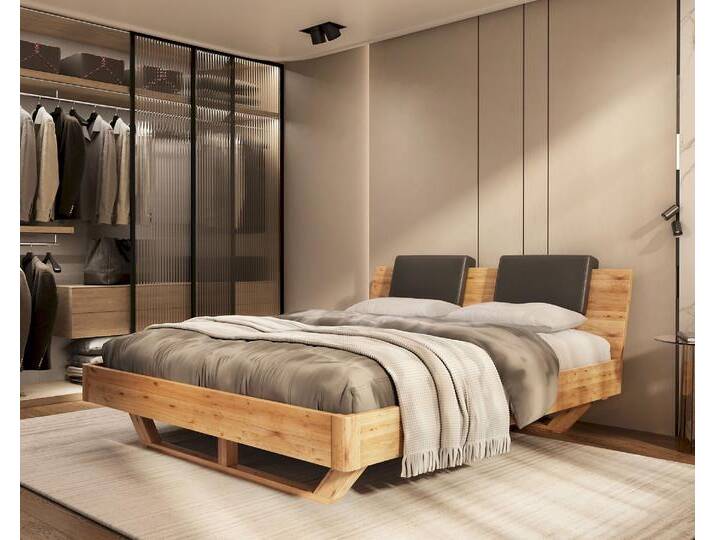 BlackWood »Dolce Vita I« Wildeiche Massivholzbett 200x200 cm / Wildeiche natur / mit Kissen 2er-Set von slewo