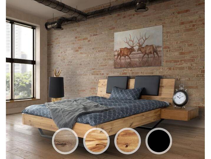 BlackWood »Dolce Vita II« Wildeiche Massivholzbett 140x200 cm / Wildeiche rustic / mit Kissen 2er-Set BlackWood »Dolce Vita II« Wildeiche Massivholzbett 140x200 cm / Wildeiche rustic / mit Kissen 2er-Set von slewo