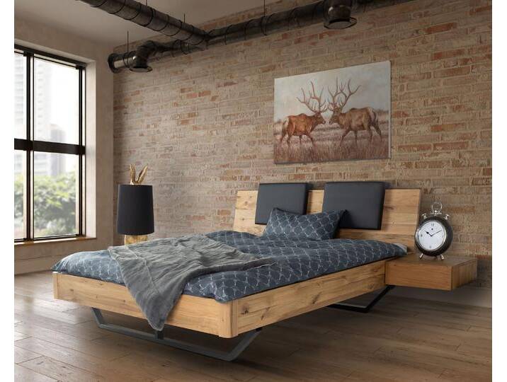 BlackWood »Dolce Vita II« Wildeiche Massivholzbett 140x220 cm / Wildeiche stone / mit Kissen 2er-Set von slewo