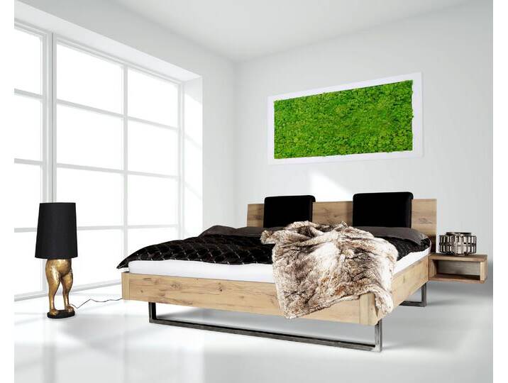 BlackWood »Dolce Vita III« Wildeiche Massivholzbett 160x200 cm / Wildeiche stone / mit Kissen 2er-Set von slewo