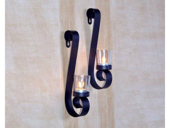 GartenZeit »Markus« Wandkerzenhalter 2er-Set aus Metall, Glas GartenZeit »Markus« Wandkerzenhalter 2er-Set aus Metall, Glas von slewo