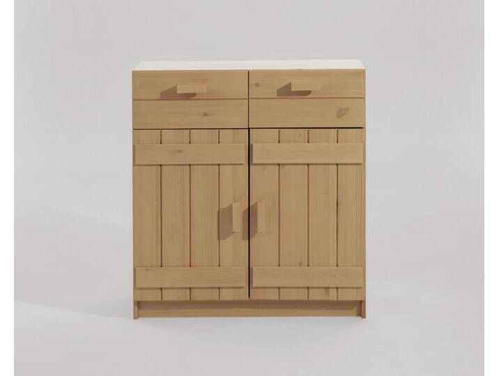INFANSKIDS Kinderzimmer Kommode - 2 Türen, 2 Schubfächer weiss/flieder / B 81 x H 88 x T 33,5 cm von slewo