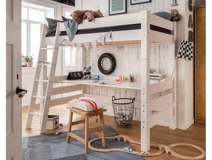 INFANSKIDS »Toby« Kinderzimmer Etagenbett Kiefer weiss / 90x200 cm von slewo