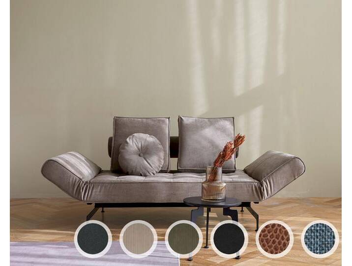 Innovation »GHIA« Design-Sofa Eiche Matt/Schwarz / 318 Cordufine Beige von slewo