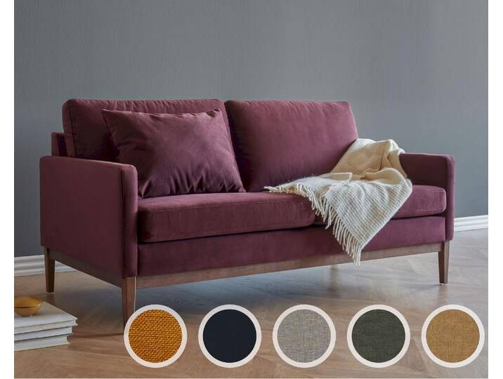 Kragelund »Finn 01« Couch 2-Sitzer / Samt 541 Dunkelblau von slewo