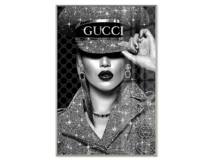 La Casa »Greeting Lady« Glasbild mit Strassapplikation 80x120 cm Rahmen in silber von slewo