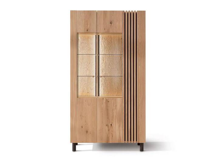 Massivholz »Ascona« Doppelvitrine I Metallfüße / mit Beleuchtung Massivholz »Ascona« Doppelvitrine I Metallfüße / mit Beleuchtung von slewo