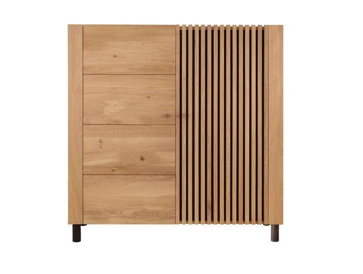 Massivholz »Ascona« Highboard I 140x140x45 cm / mit Inlay Anthrazitglas Massivholz »Ascona« Highboard I 140x140x45 cm / mit Inlay Anthrazitglas von slewo