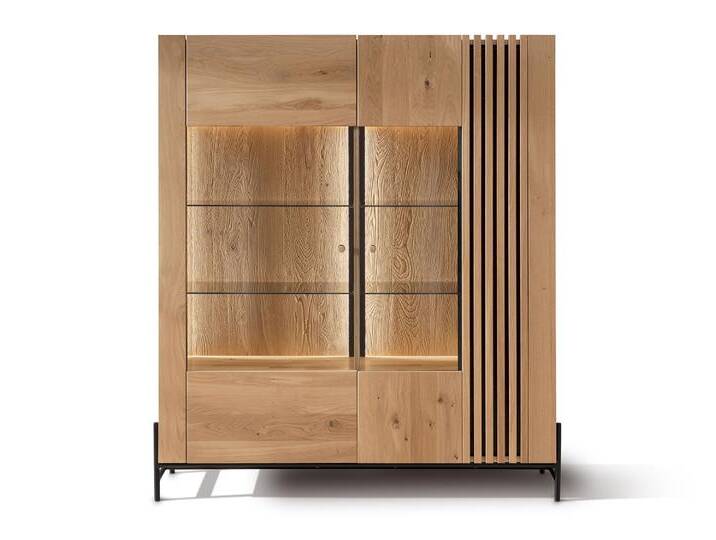 Massivholz »Ascona« Highboard Metallfüße von slewo