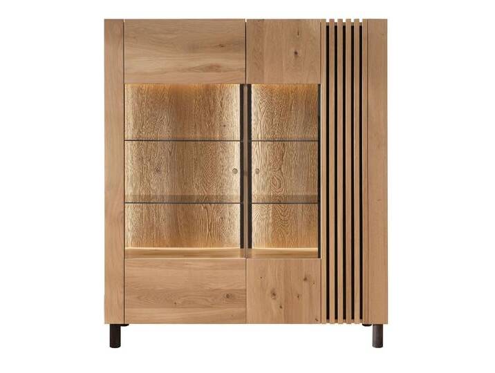 Massivholz »Ascona« Highboard V 140x160x45 cm / Rückwand Standard / ohne Inlay / mit Beleuchtung von slewo