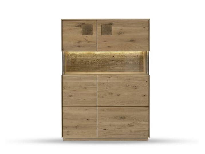 Massivholz »Davos« Highboard II Wildeiche bianco geölt / ohne Beleuchtung von slewo