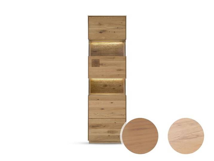 Massivholz »Davos« Vitrine Wildeiche natur geölt / Anschlag rechts / ohne Beleuchtung von slewo